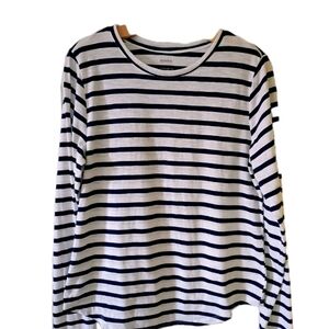 Sonoma White and Navy Striped Long Sleeve Tee Casual Vacation